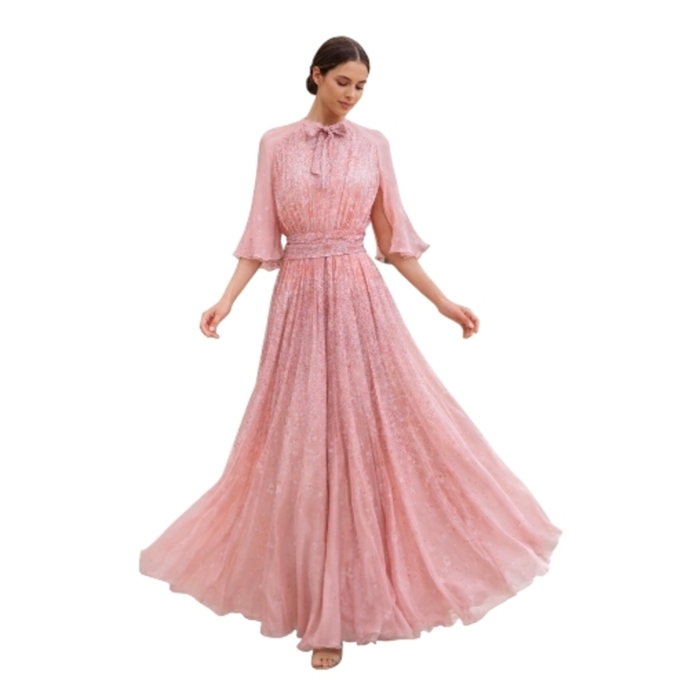 Giambattista Valli silk gown pink floral Maxi Dress, Garden Party, Wedding, Sz 8 - Picture 11 of 13